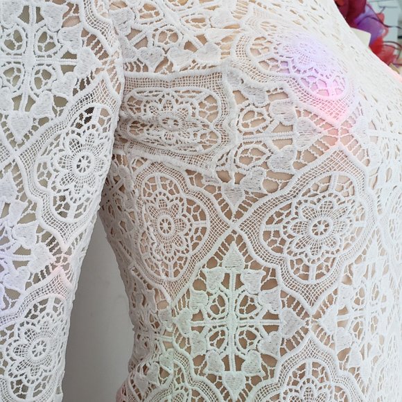 NWT Wedding lace nude dress Sz 6 - Picture 6 of 11